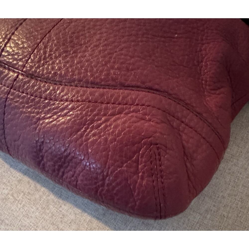 Coach Burgundy Pebbled Leather Chain Duffle Crossbody Shoulder Bag - Picture 5 of 12